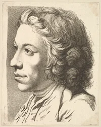 Livre deTêtesGravéesdapres F. Boucher et Autres ...、18世紀の横顔の男の頭。