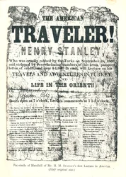 Henry M.Stanley、アメリカのレクチャーツアーのチラシ、31歳でアフリカのDr.Livingstoneを発見
