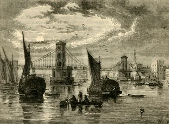 ハンガーフォード吊り橋、1850年、1881年。