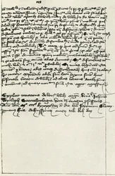 ウィクリフスの論文のHus筆記録、15世紀初頭、1947年。