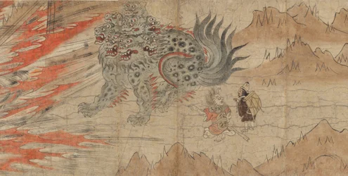 北野天神神社の図説 北野天神縁起絵巻、13世紀後半。