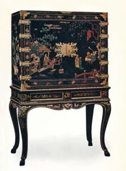 切られたラッカーを塗られたキャビネット、c1680、1910。