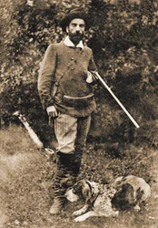 アイザック・イリイチ・レヴィタン (1860-1900 年) と愛犬のベスタ (1893 年以前)。
