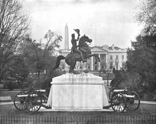 ジャクソン像、ラファイエットスクエア、ワシントンDC、米国、c1900。