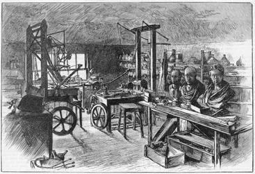 1886年、バーミンガムのヒースフィールドホールでのジェームズワッツワークショップ
