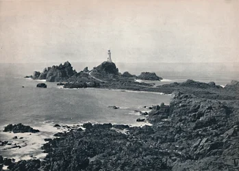 ジャージー-ラコルビエールロックと灯台、1895
