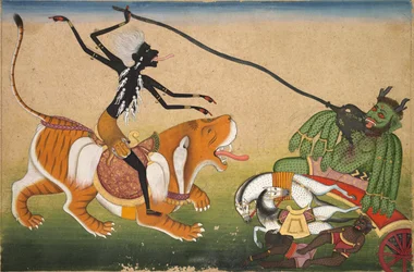 Kali Attacking Nisumbha、c。 1740。