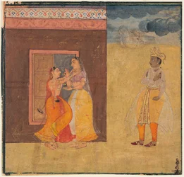 ラシカプリヤ写本のクリシュナアビサリカナイカc。 1615-25。