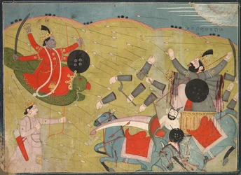 クリシュナVanquishing Vanasura：クリシュナリラのAniruddha Ushaセクションのシーンc。 1840。