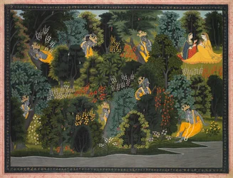 JayadevaのGita GovindaのRadhaへの憧れのクリシュナc。 1820-1825。