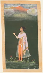 花を抱く婦人c。 1670〜80年代。
