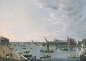 「ホースフェリーからのランベス宮殿」、c1750