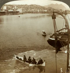 北極圏、スボルベル、ロフォーテン諸島、北ノルウェーの汽船から着陸、ノルウェー、c1905。