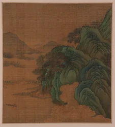 風景: 丘、谷、小川、おそらく明王朝、1368-1644。