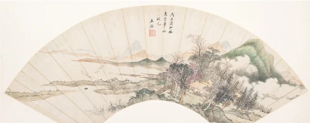 恵充風山水画、18世紀以降、1676年と偽装。