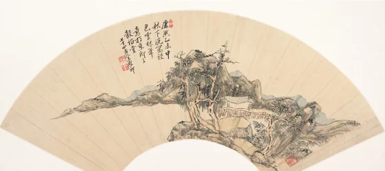 二山風山水画、18世紀以降、1715年と偽装。