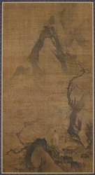 風景：山と水、梅の木の下の人物、16世紀から17世紀初頭。