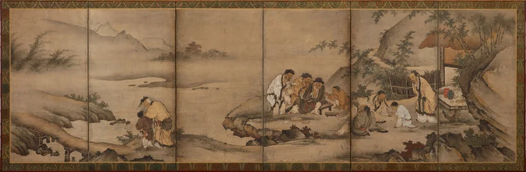 風景：竹林の七賢、桃山時代、1568-1615。