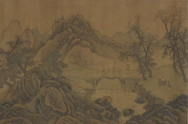 旅行者のいる風景、17 世紀。