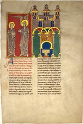 Beatus Manuscriptの葉っぱ：セントジョンとのサーディス教会の天使、ca。 1180。
