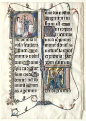 ヒストリーテッドイニシャルのミサからの2枚の葉：イニシャルp [すべての年齢層] ...、c。 1300