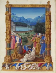 Les Très Riches Heures du Duc de Berry, Folio 133v - The Revealing of the True Cross