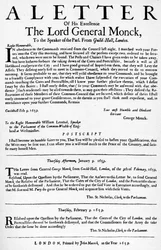 モンク将軍から下院議長への手紙、1659 1903