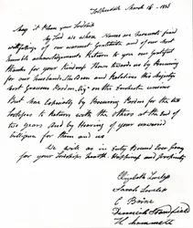 トルパドル殉教者の妻によってジョン・ラッセル内務長官1792-1878に書かれた手紙、