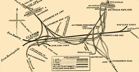 Clapham Junction、c1878の線路。