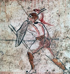 戦士のルカニアの壁画、4 世紀