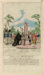ギロチン氏による犯罪者の拷問のために国会に提案された機械、c。 1790年。