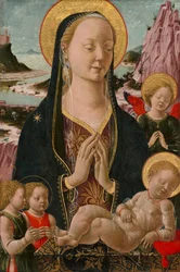 聖母子と天使たち, c. 14551470。