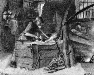 イングランド中部ブラック・カントリーのクラドリー・ヒース地区における鎖の製造、1890年