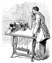 Emile Berliners蓄音機、c1887で録音する