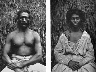 フルフェイスの男性と女性のハワイアン、1902