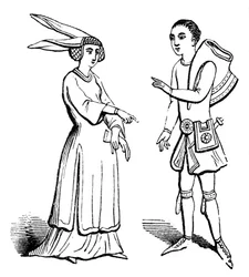 男性と女性の衣装、c1350、1910