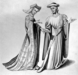 男性と女性のドレス、14世紀後半〜15世紀初頭、1910年