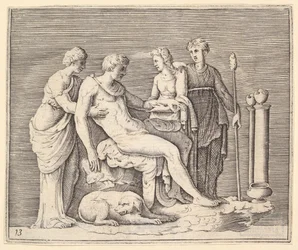 3人の女性が出席する男、ca。 1599-1622。