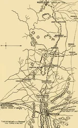 EerstefabriekenからMiddelburgへの東向きの移動を示す地図、1901年。