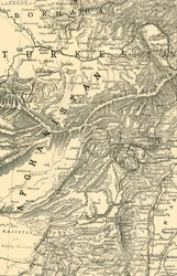 ロバーツ将軍のカブールへのルートを示す地図...イギリスとロシアの境界、1901年。