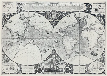 ドレイクスの周航航海1577-1580、1923年を示す地図。