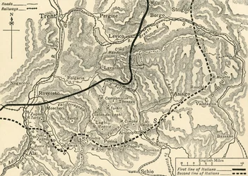 「トレンティーノでのオーストリアの攻撃を示す地図、1916 年 5 月」、c1920.