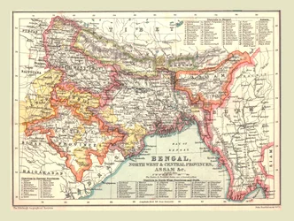 ベンガル、北西州と中央州、アッサム、1902年の地図。