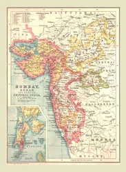 ボンベイ、ベラル、および中央インドの一部、1902年の地図。