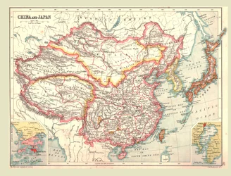 中国と日本の地図、1902年。