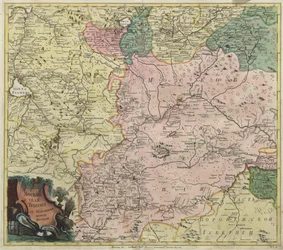1745年にモスクワ県と最寄りの州の一部の地図