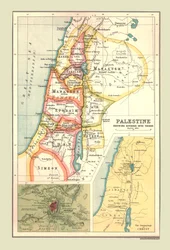 パレスチナの地図、部族への分裂を示す、1902年。