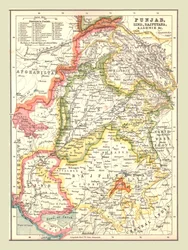 パンジャブ、シンド、ラジプタナ、カシミール、1902年の地図。