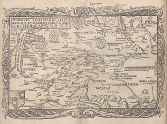 ロシアの地図：解説.. Moscoviticarum、1556