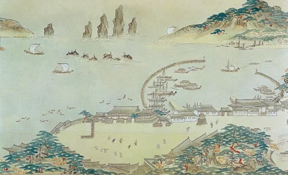 朝鮮時代の釜山の草梁倭館とその周辺の地図、19世紀。